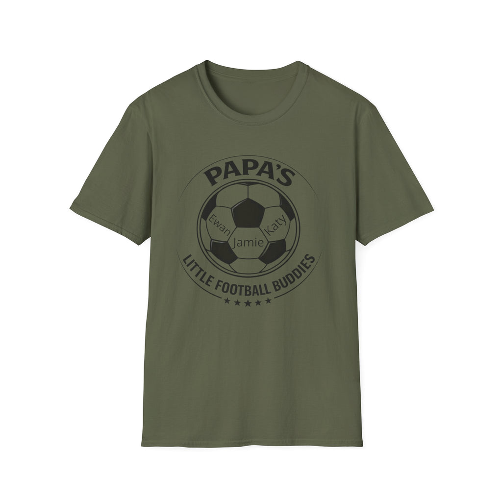 T-Shirt — "Papa's Little Football Buddies" Personalized Soccer Dad Tee