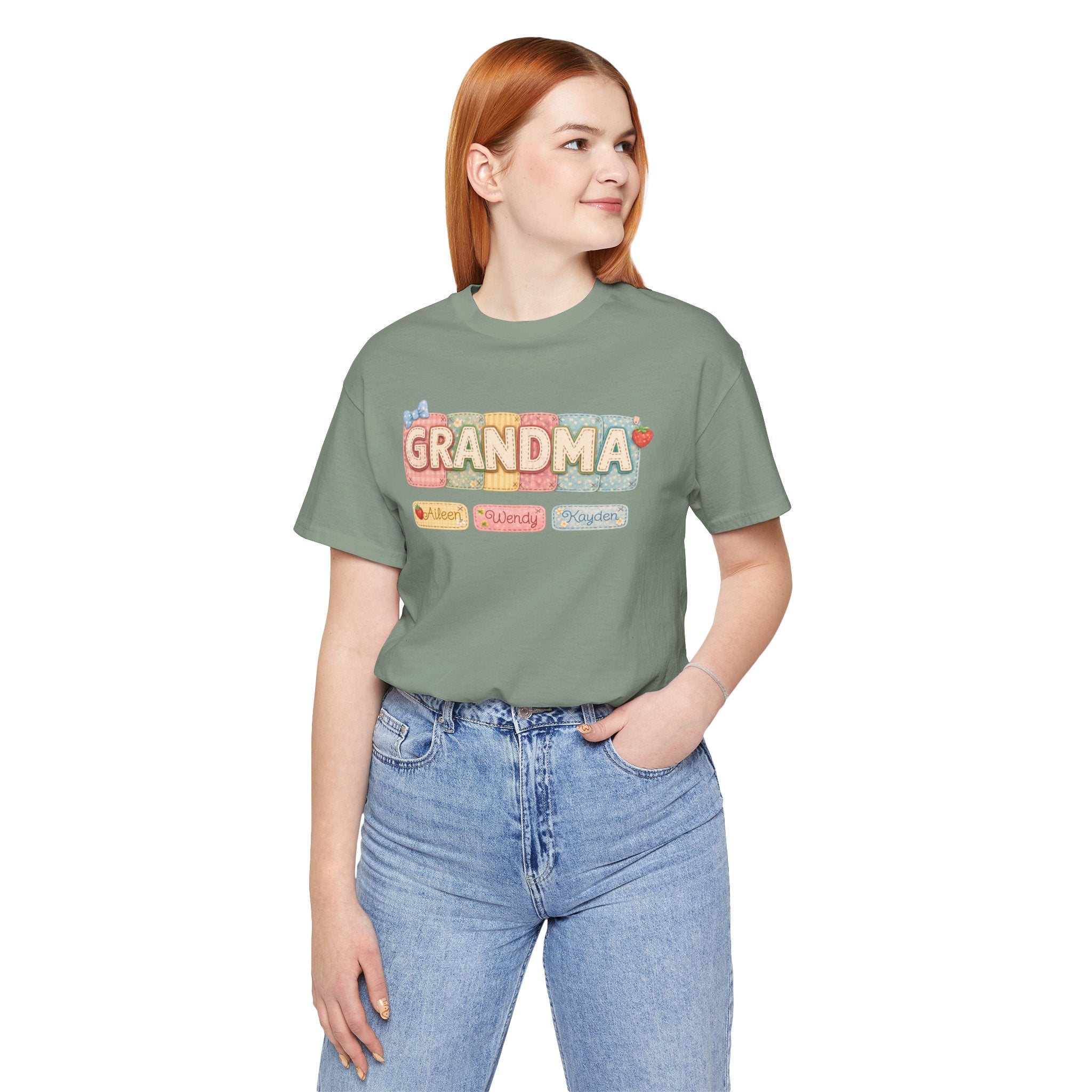 Grandma Floral Retro Tee — "Grandma" Names Design (Aileen • Wendy • Peyton)