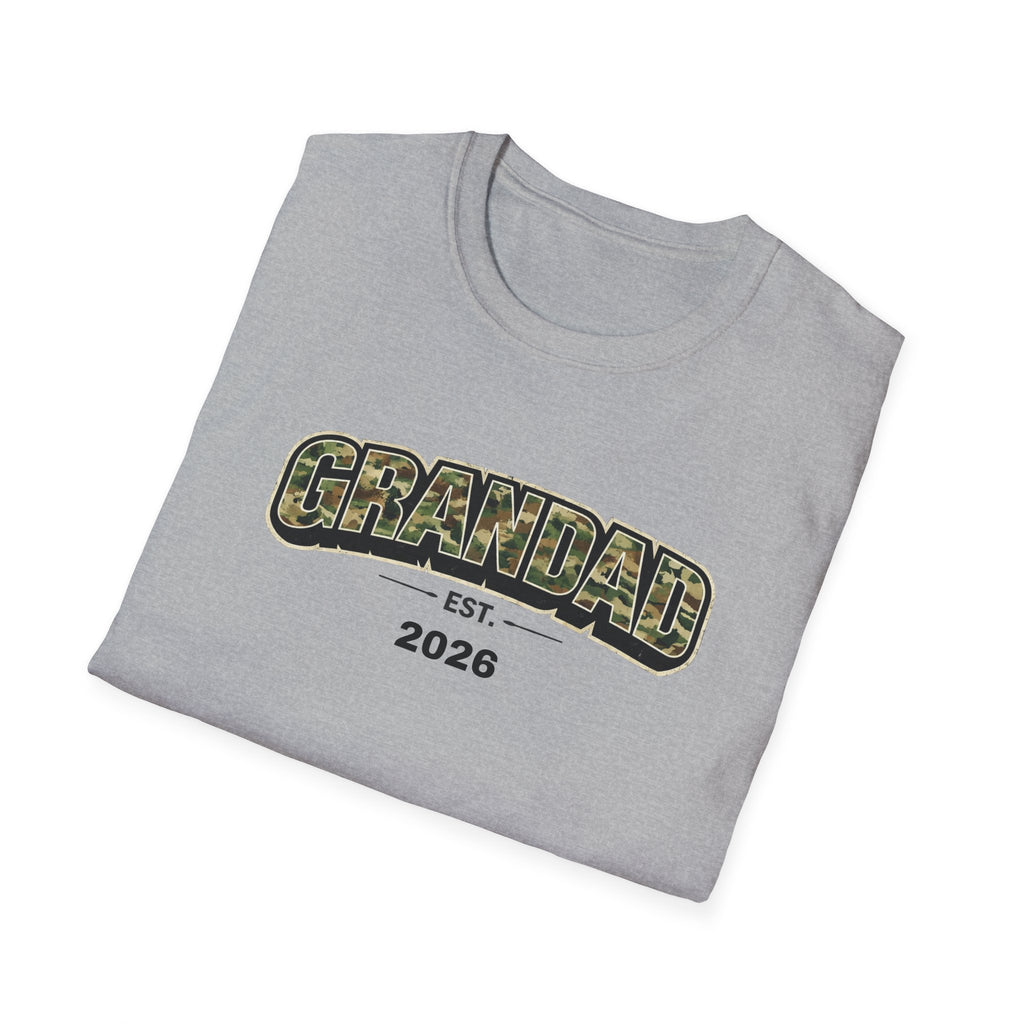 Granddad Est. 2026 T-Shirt — Camo Lettering Fathers Day Gift