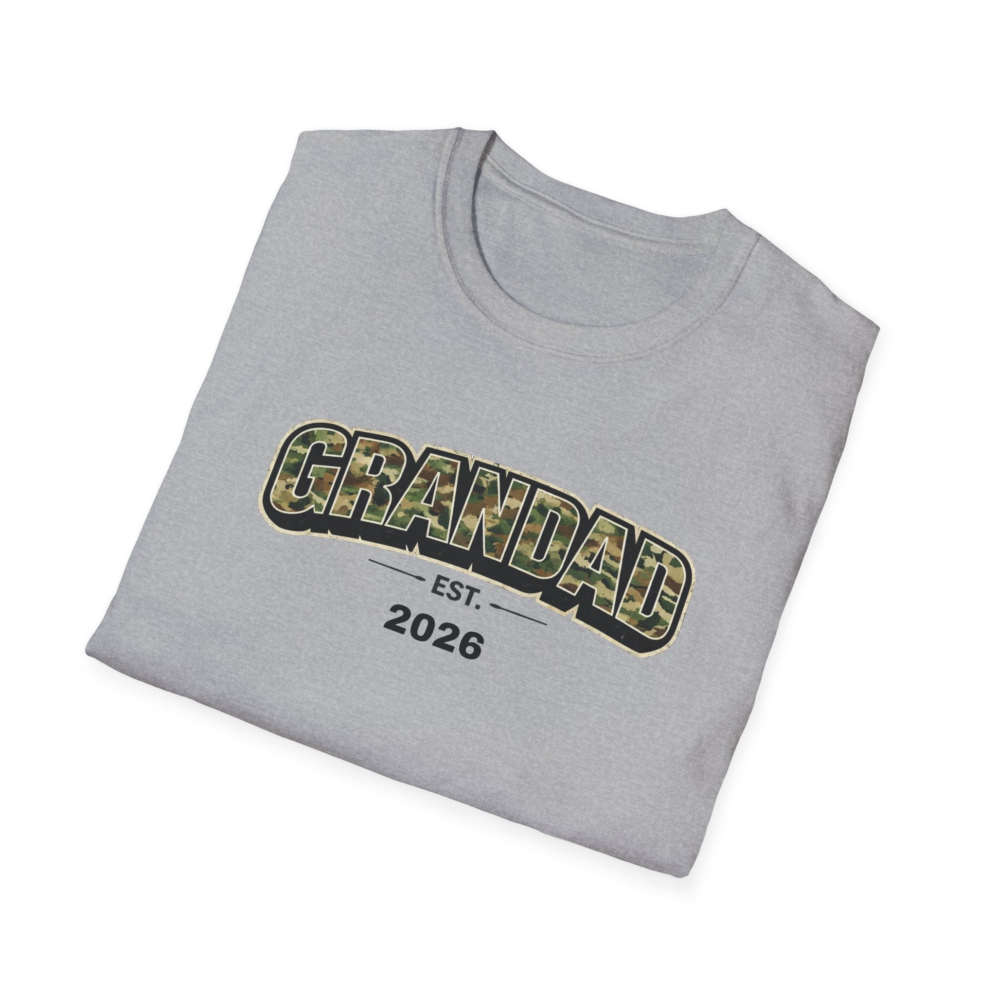 Granddad Est. 2026 T-Shirt — Camo Lettering Fathers Day Gift