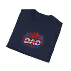 Super Dad T-Shirt – Union Jack Flag pattern Retro Comic Father’s Day Tee