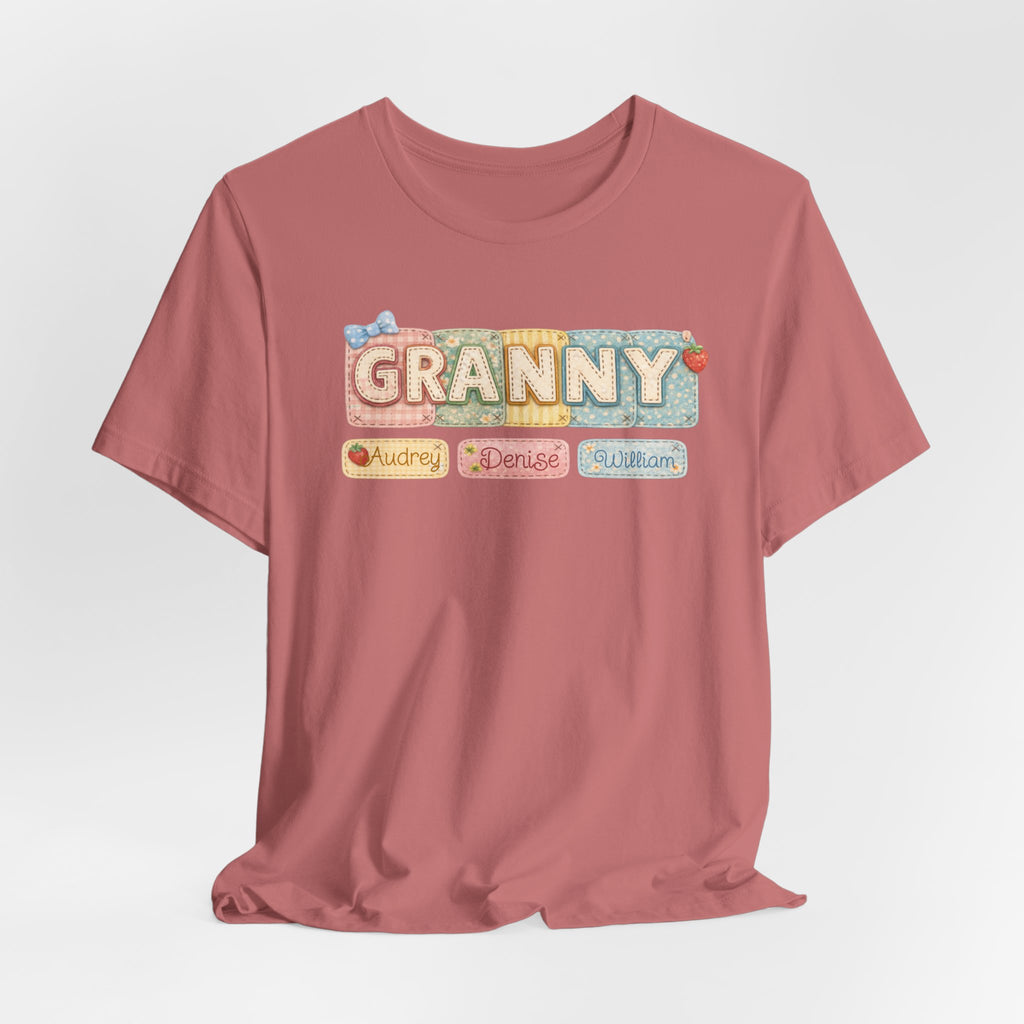 Granny Retro Nameplate T‑Shirt — Personalized Grandma Tee