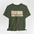 Gran Retro Patch Tee — Personalized 'Gran' Name Blocks Short Sleeve Shirt