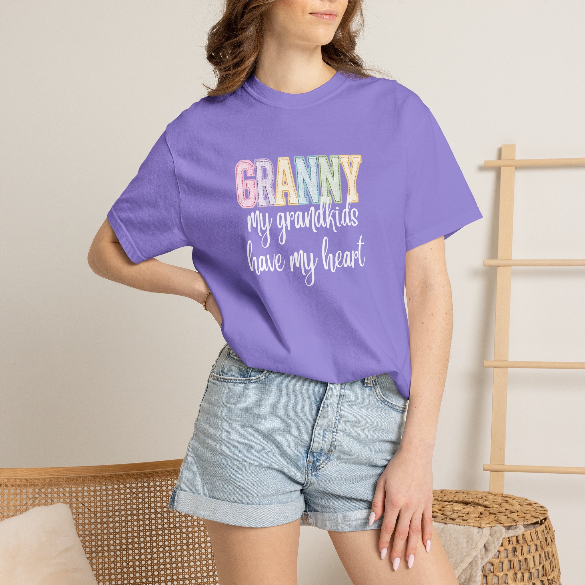 Granny Pastel Rainbow T‑Shirt — Retro Block Letter Grandma Tee