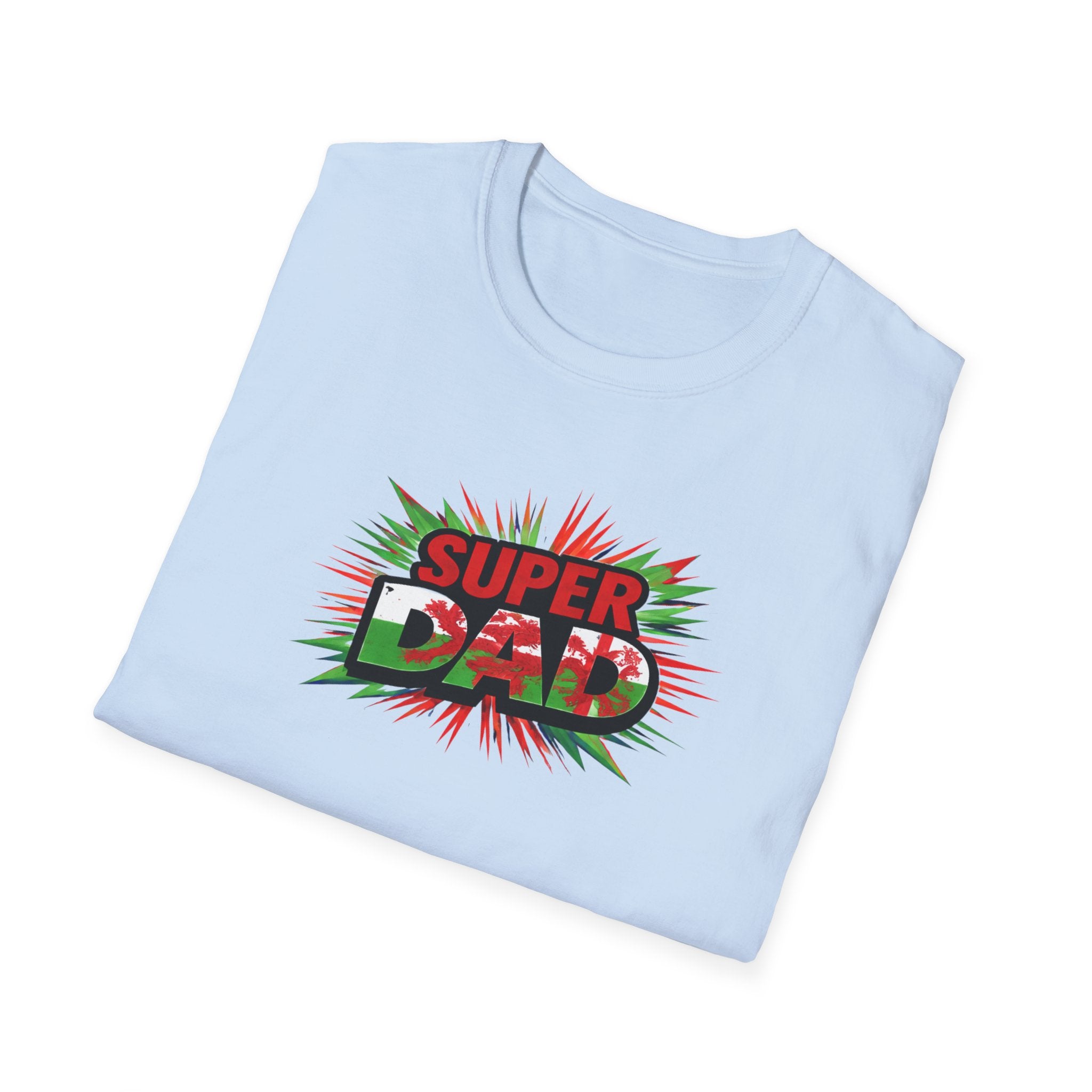 Super Dad Graphic T-Shirt — Wales Flag themed Retro Comic Father's Day Tee