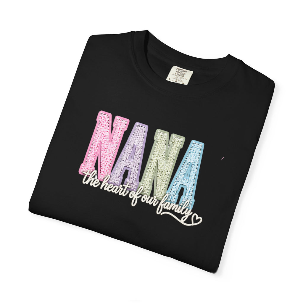 NANA Pastel Patchwork T-Shirt — "The Heart of Our Family" Gift