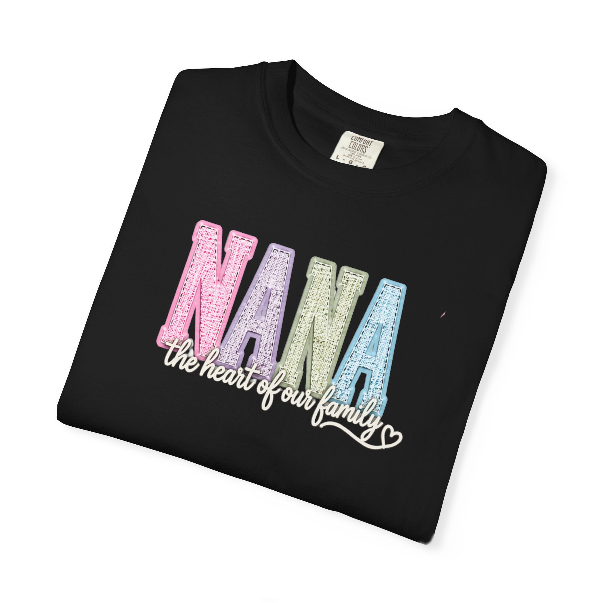 NANA Pastel Patchwork T-Shirt — "The Heart of Our Family" Gift