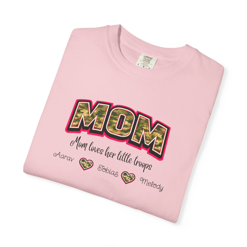 Mom Camo Graphic T-Shirt — "MOM Most Loved Her Little People" Floral Heart Tee