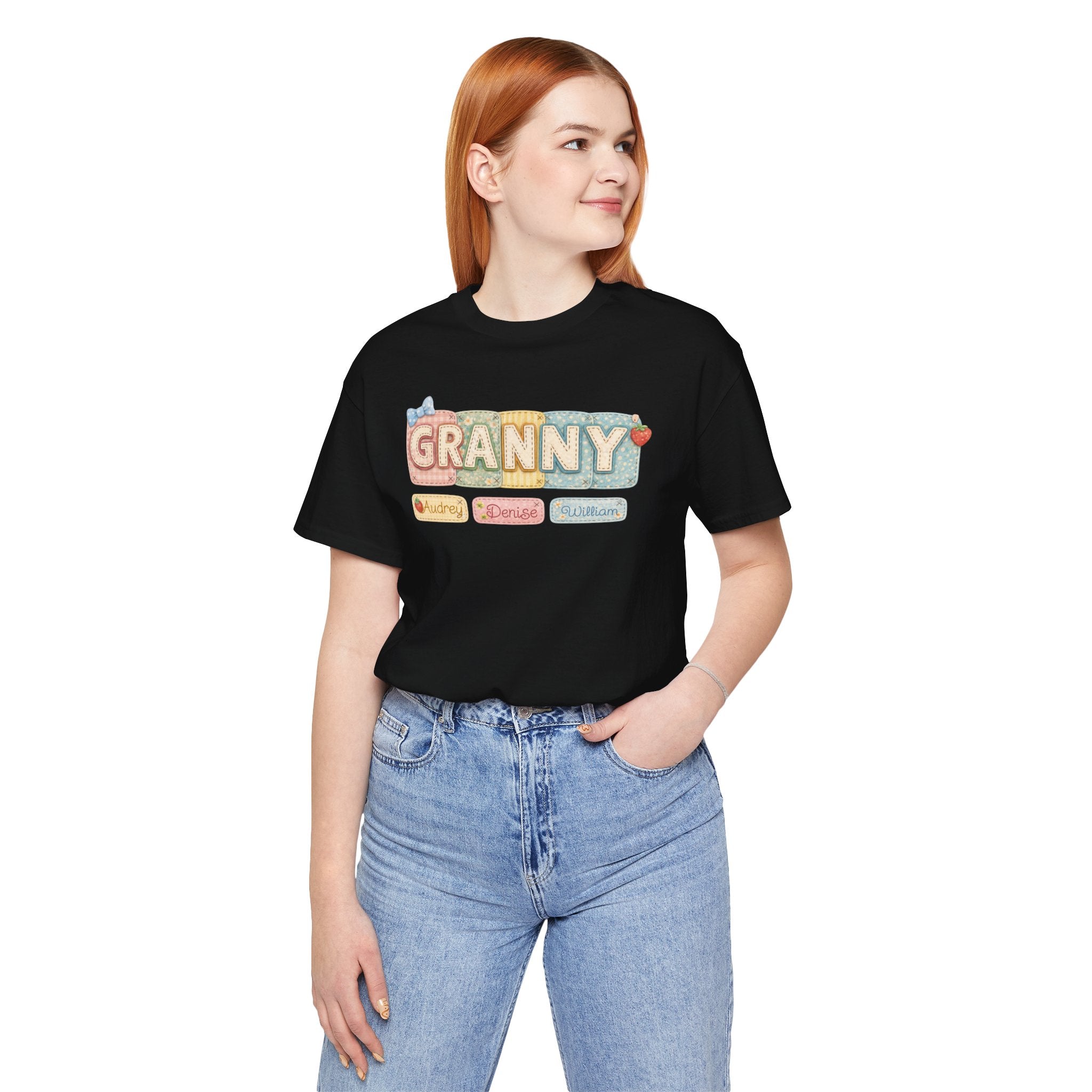 Granny Retro Nameplate T‑Shirt — Personalized Grandma Tee