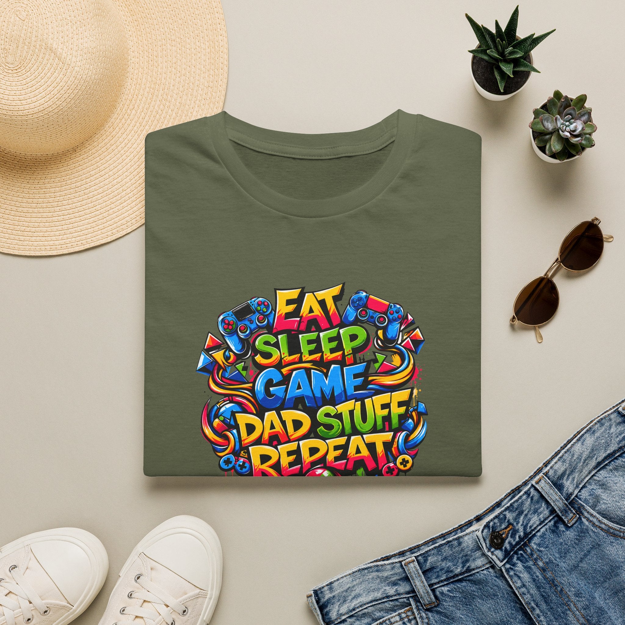“Eat Sleep Game Dad Stuff Repeat” T-Shirt