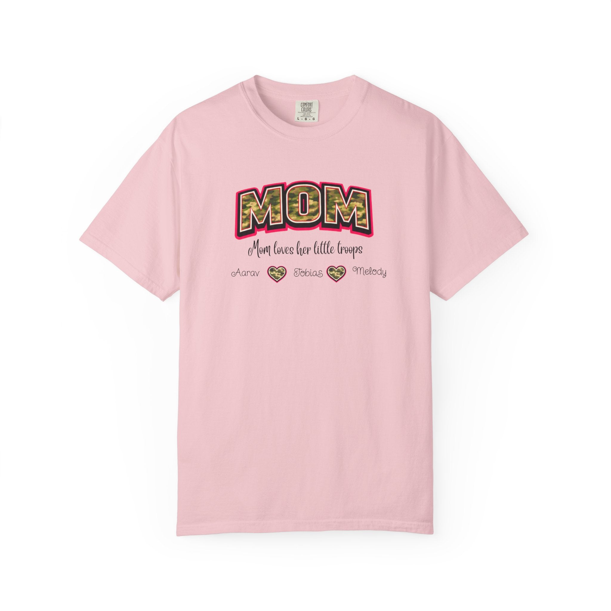 Mom Camo Graphic T-Shirt — "MOM Most Loved Her Little People" Floral Heart Tee