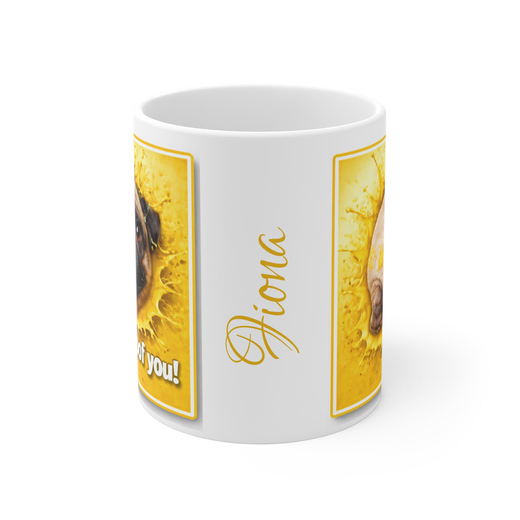 Pug 'I Puggin' Woof You!' 11oz White Mug — Cute Dog Lover Coffee Cup, Personalized Name Option
