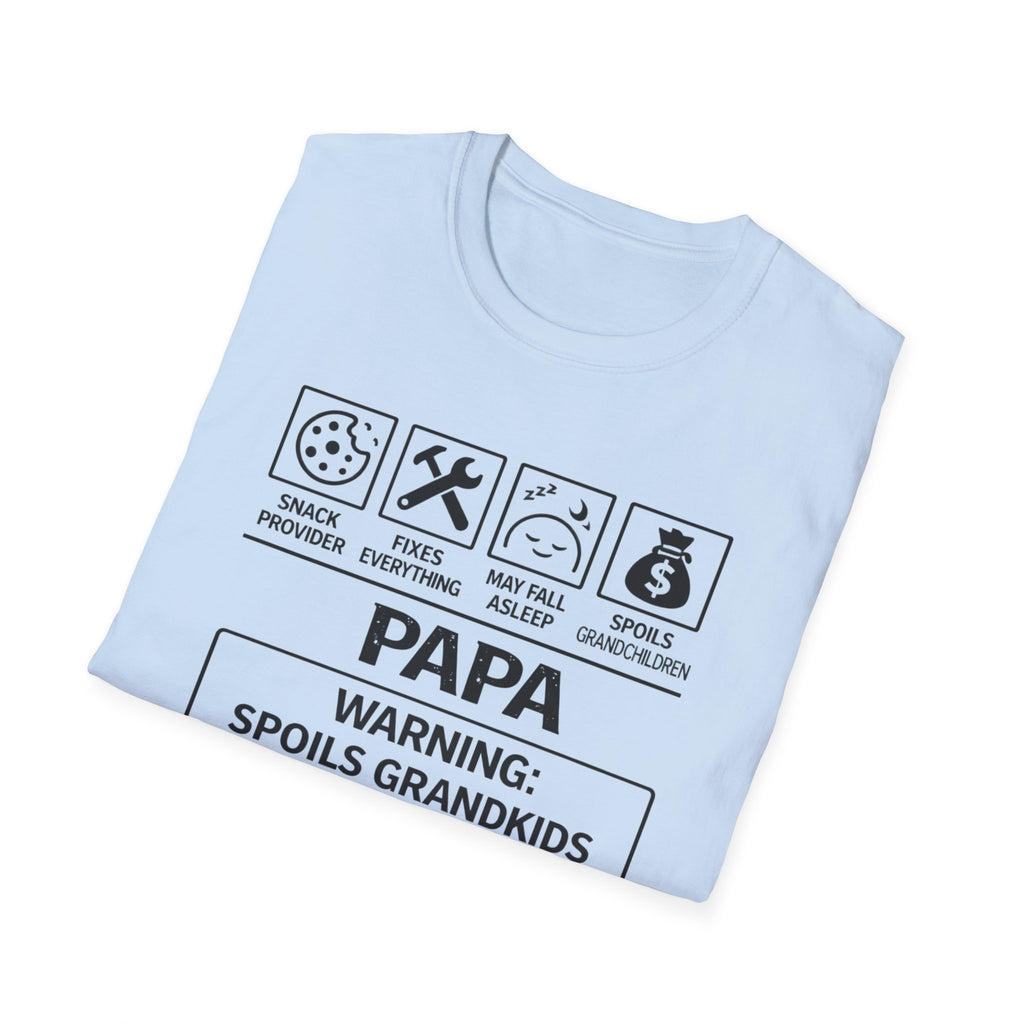 Papa Warning T-Shirt — Funny Grandpa Gift, 'Spoils Grandkids & Hands Out Biscuits' Tee