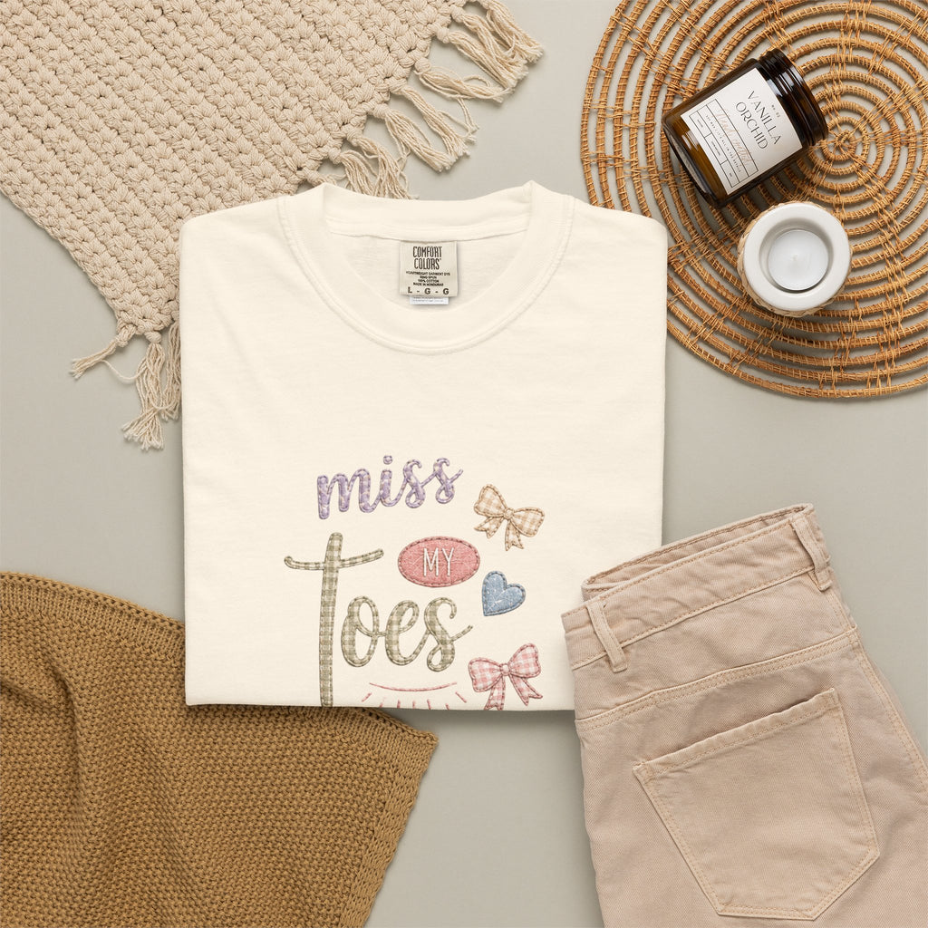 Miss My Toes Graphic T-Shirt – Cute Baby Feet & Bows Tee