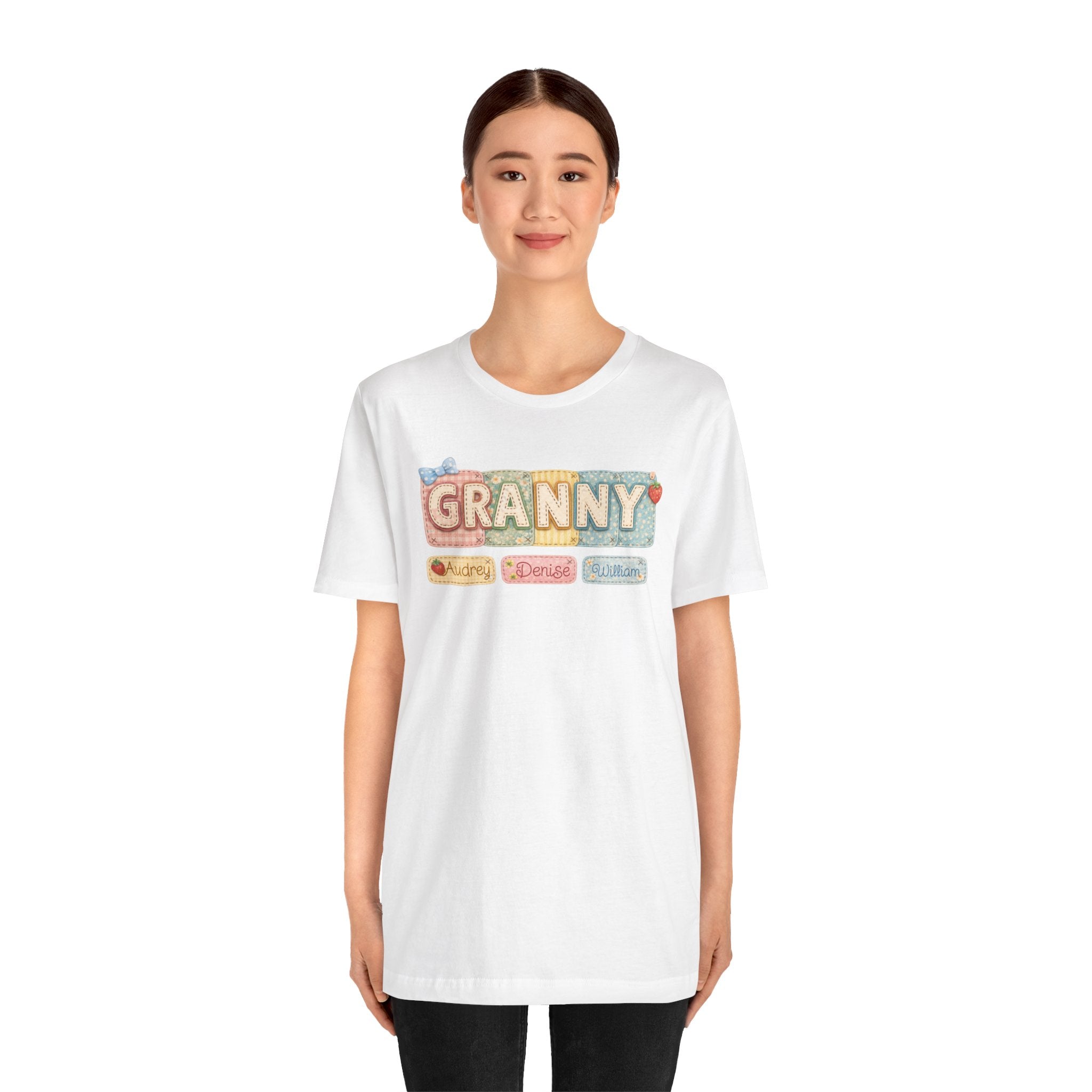 Granny Retro Nameplate T‑Shirt — Personalized Grandma Tee