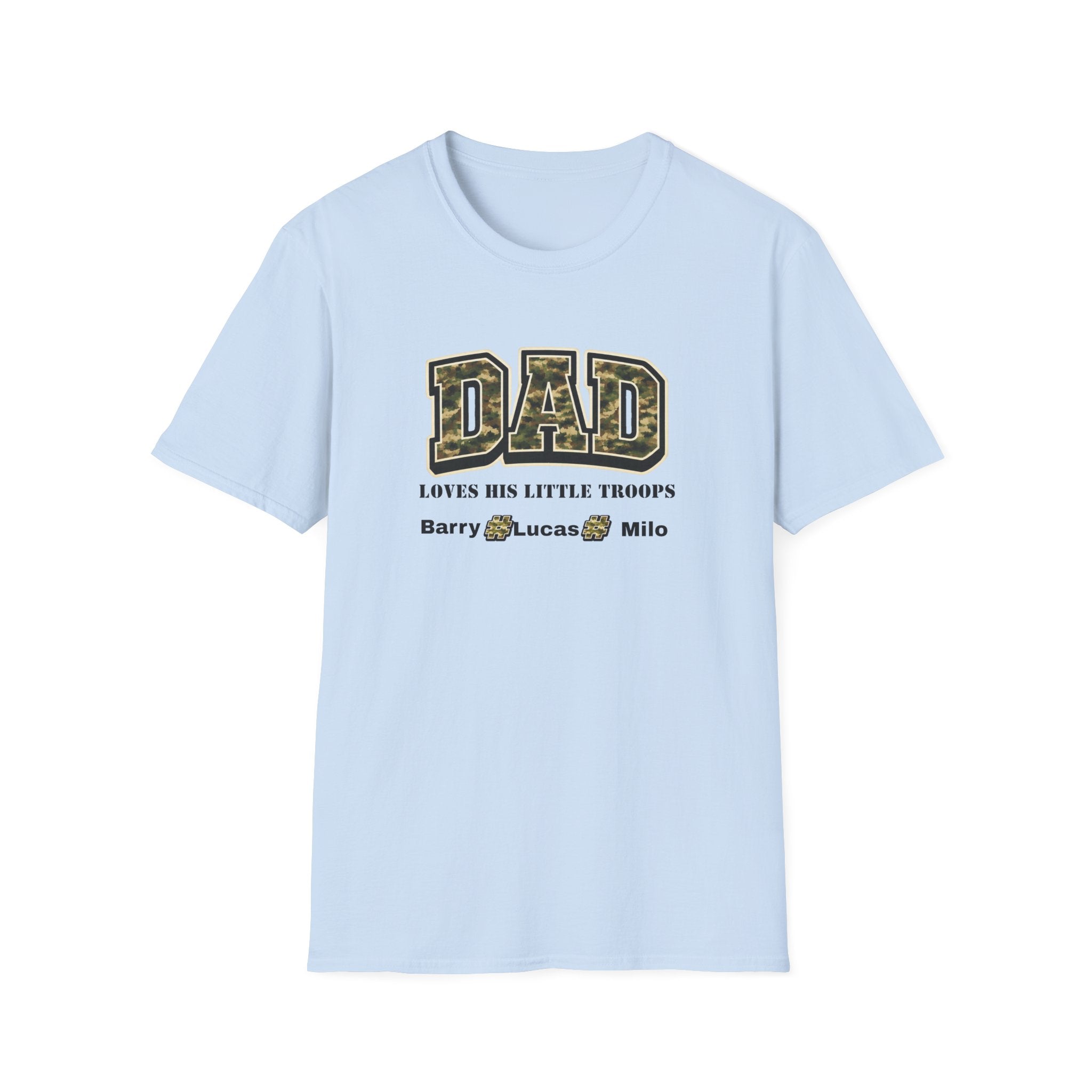 Dad Loves His Little Troops Camo T-Shirt — Personalized Kids' Names