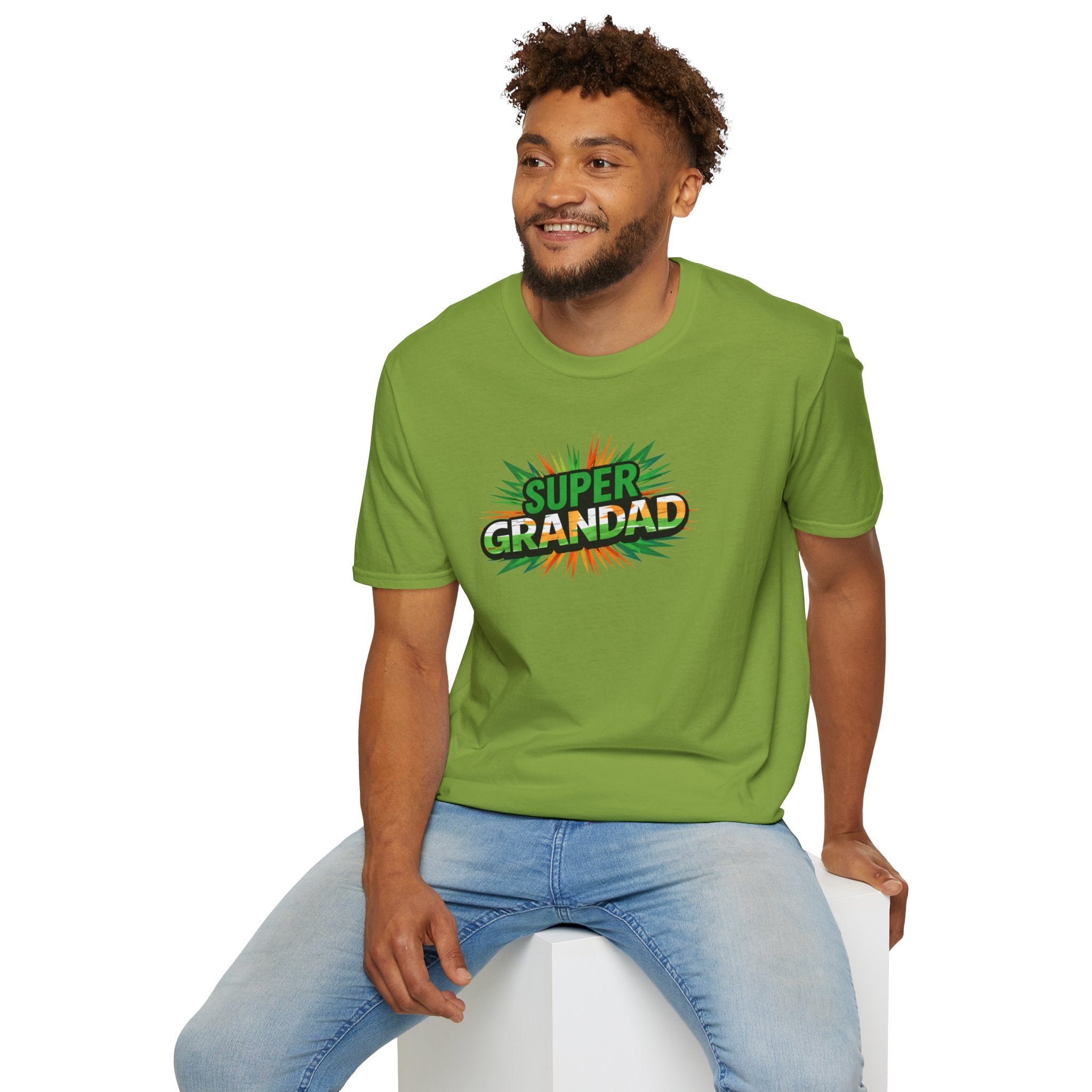 Super Grandad Ireland Flag/Irish themed T-Shirt — Retro Comic Style Gift for Grandpa (Father's Day, Birthday)