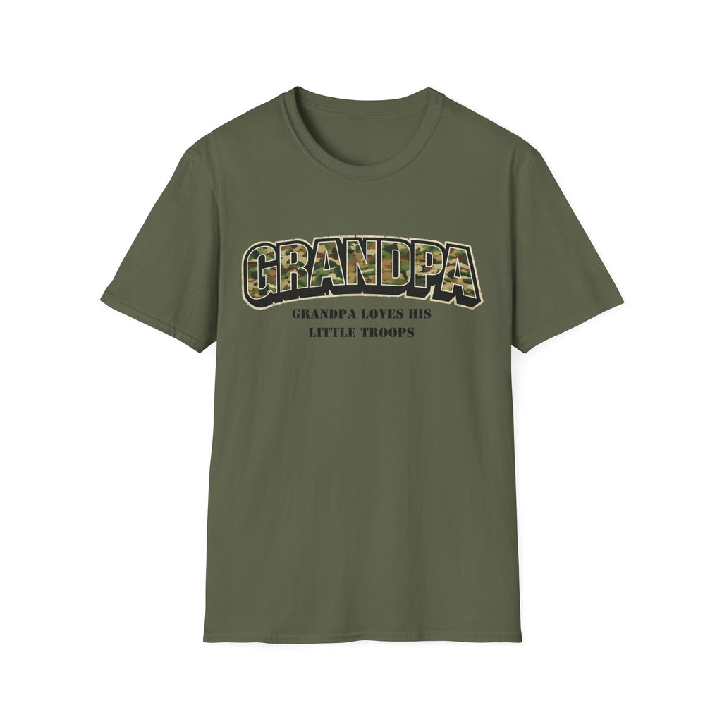 Grandpa Camo T-Shirt — "Grandpa Loves His Little Troops" Military Dad Gift
