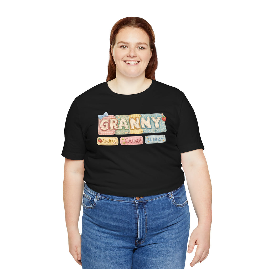 Granny Retro Nameplate T‑Shirt — Personalized Grandma Tee