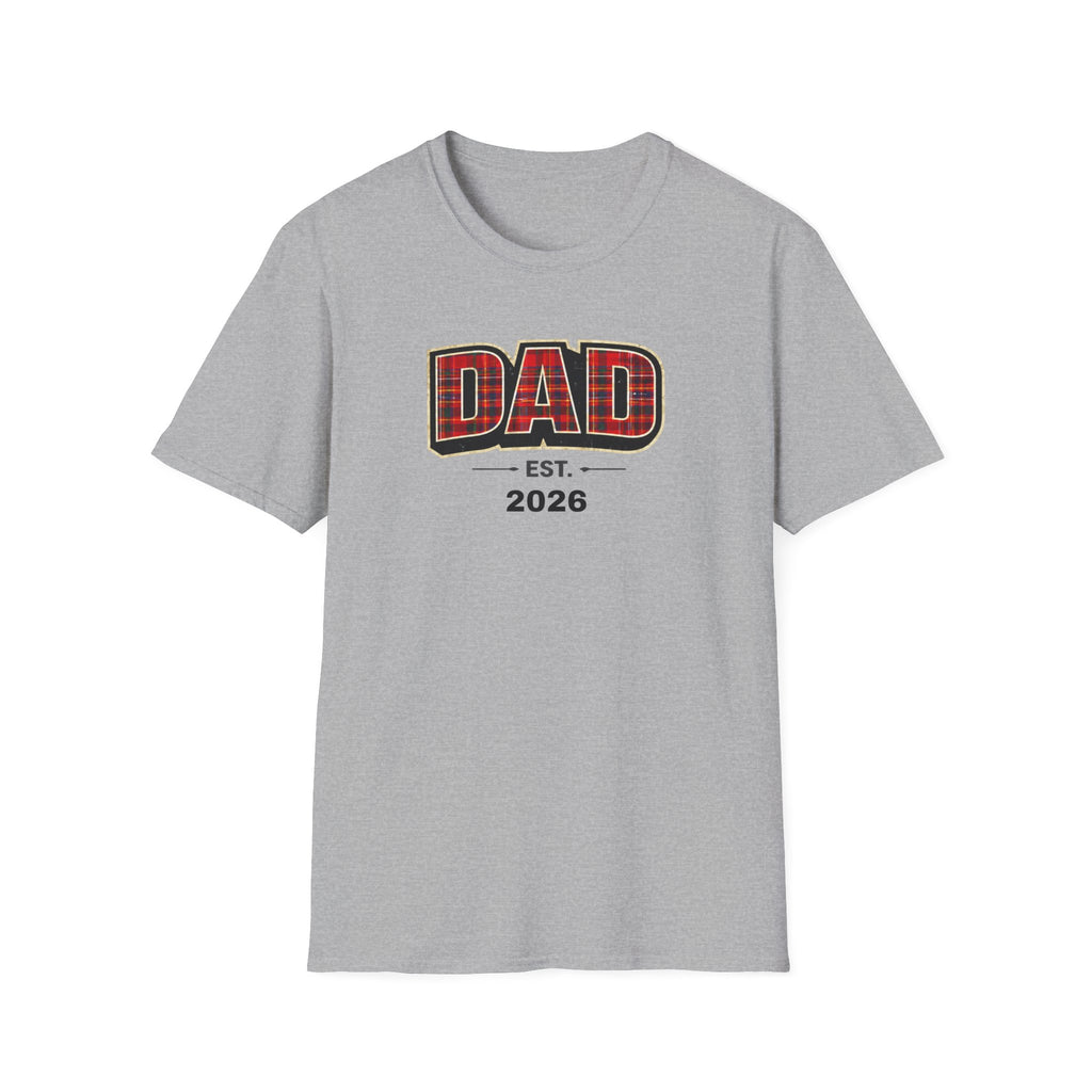 Dad Plaid Design T-Shirt — DAD Est. 2026 New Dad Gift
