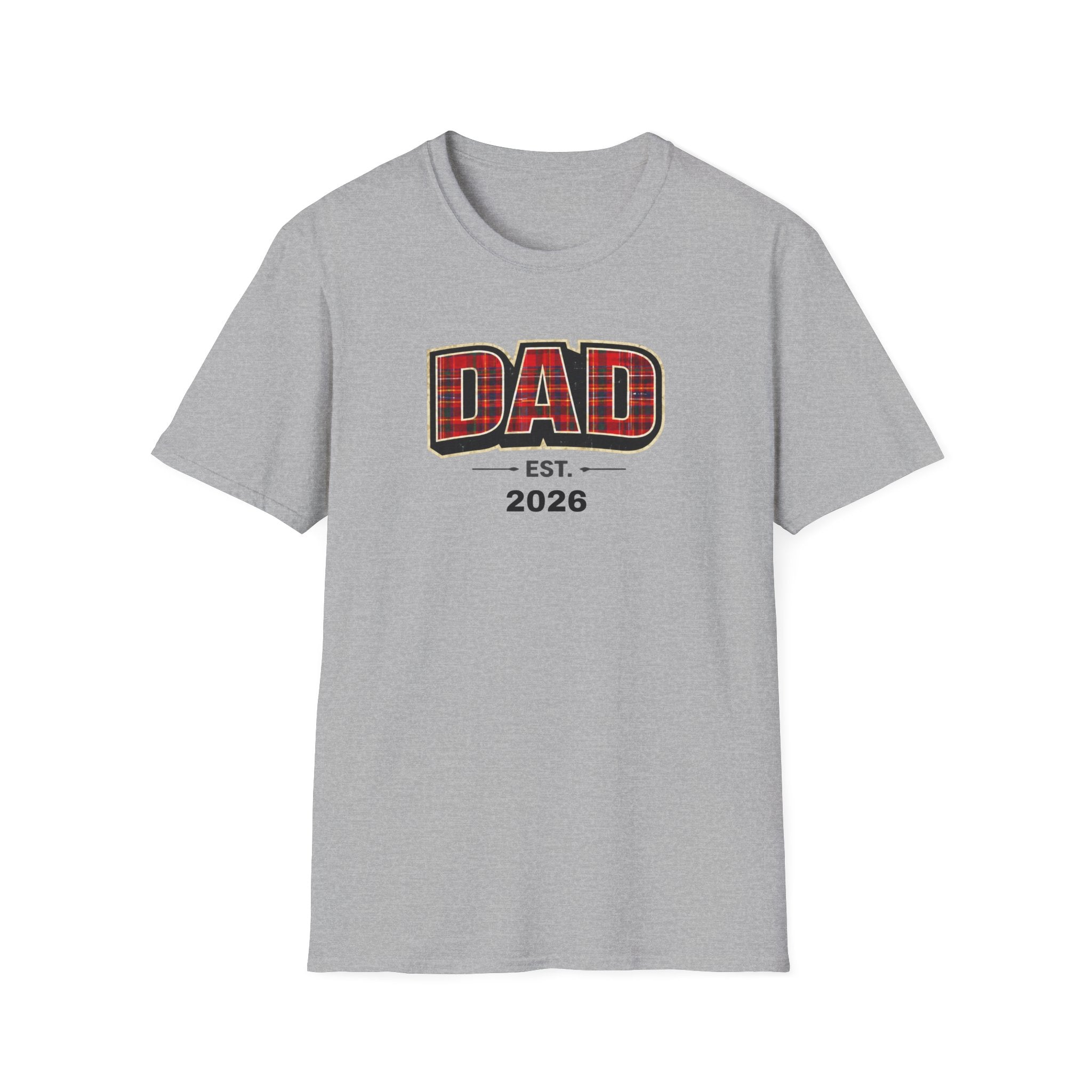 Dad Plaid Design T-Shirt — DAD Est. 2026 New Dad Gift