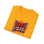 T-Shirt — "Super Papa" Union Jack/England themed Retro Comic Dad Shirt (Father's Day Gift)