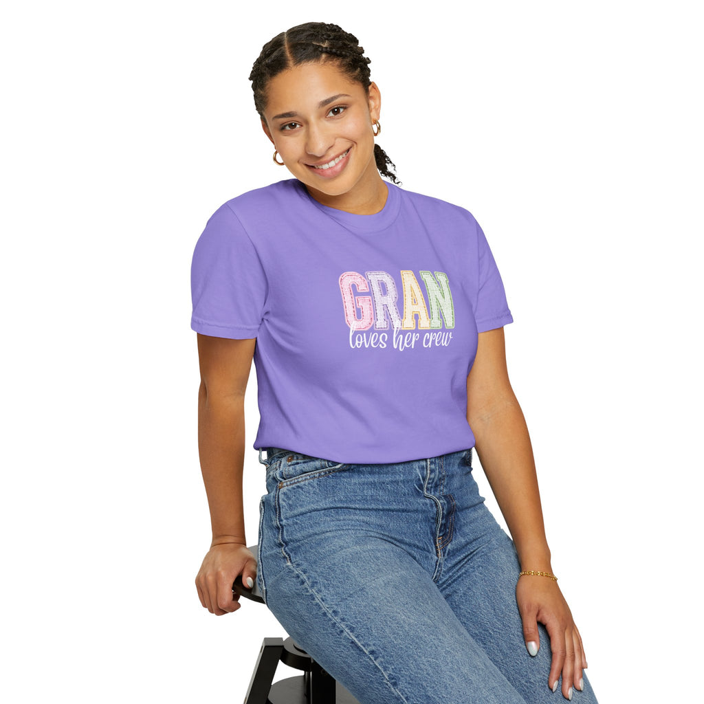 Gran Loves Her Crew T-Shirt — Pastel Grandma Shirt for Mother's Day & Family Gifts