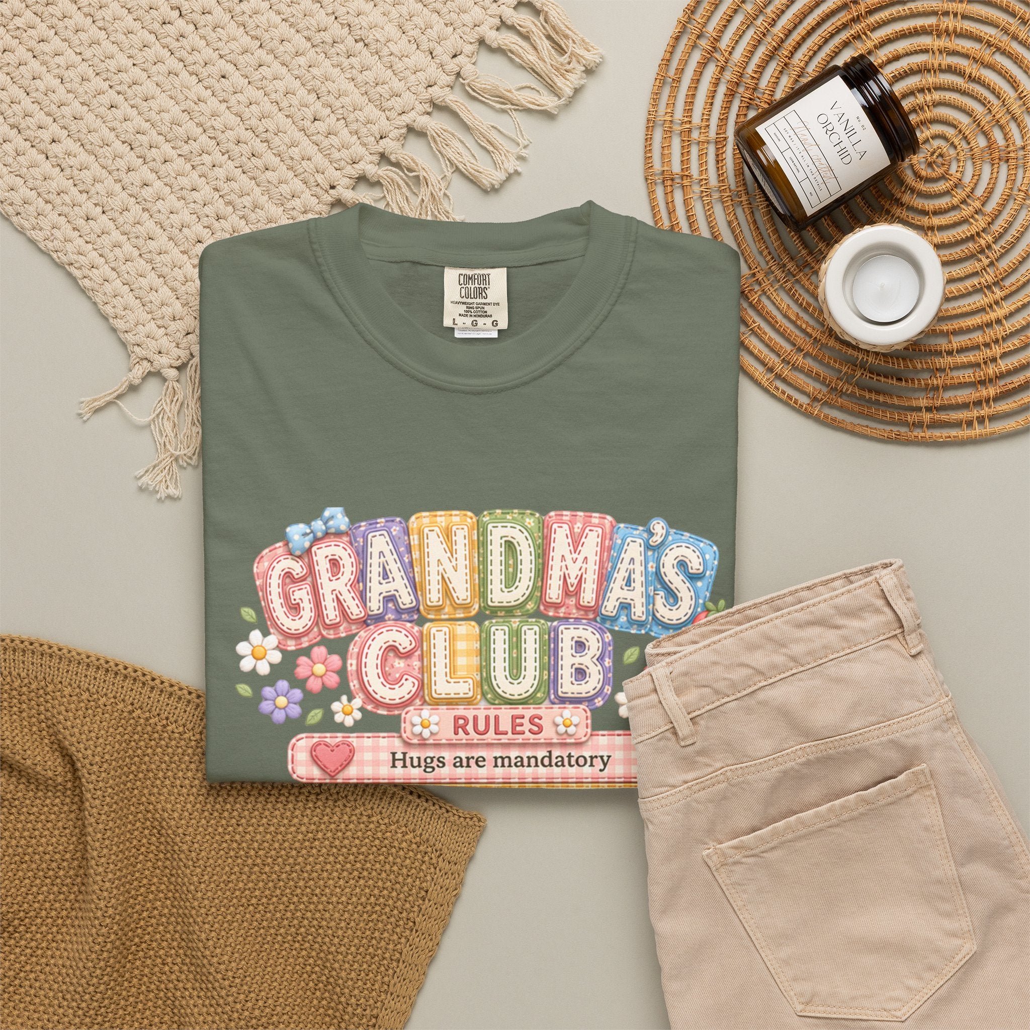 Grandma's Club T-Shirt — Cute Floral 'Grandma's Club' Rules Tee