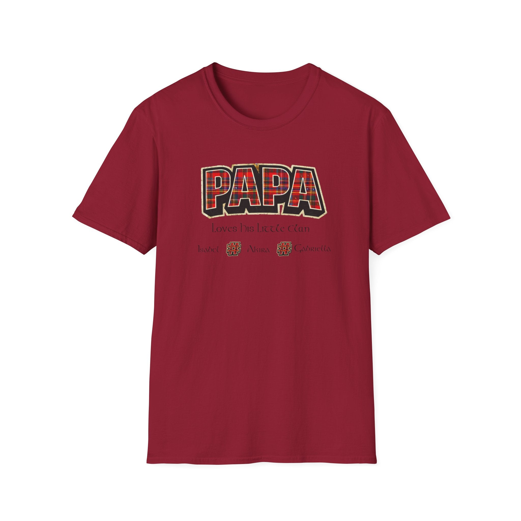 Papa Plaid T-Shirt – "Papa Loves his Little Clan" Grandfather Gift for Father's Day