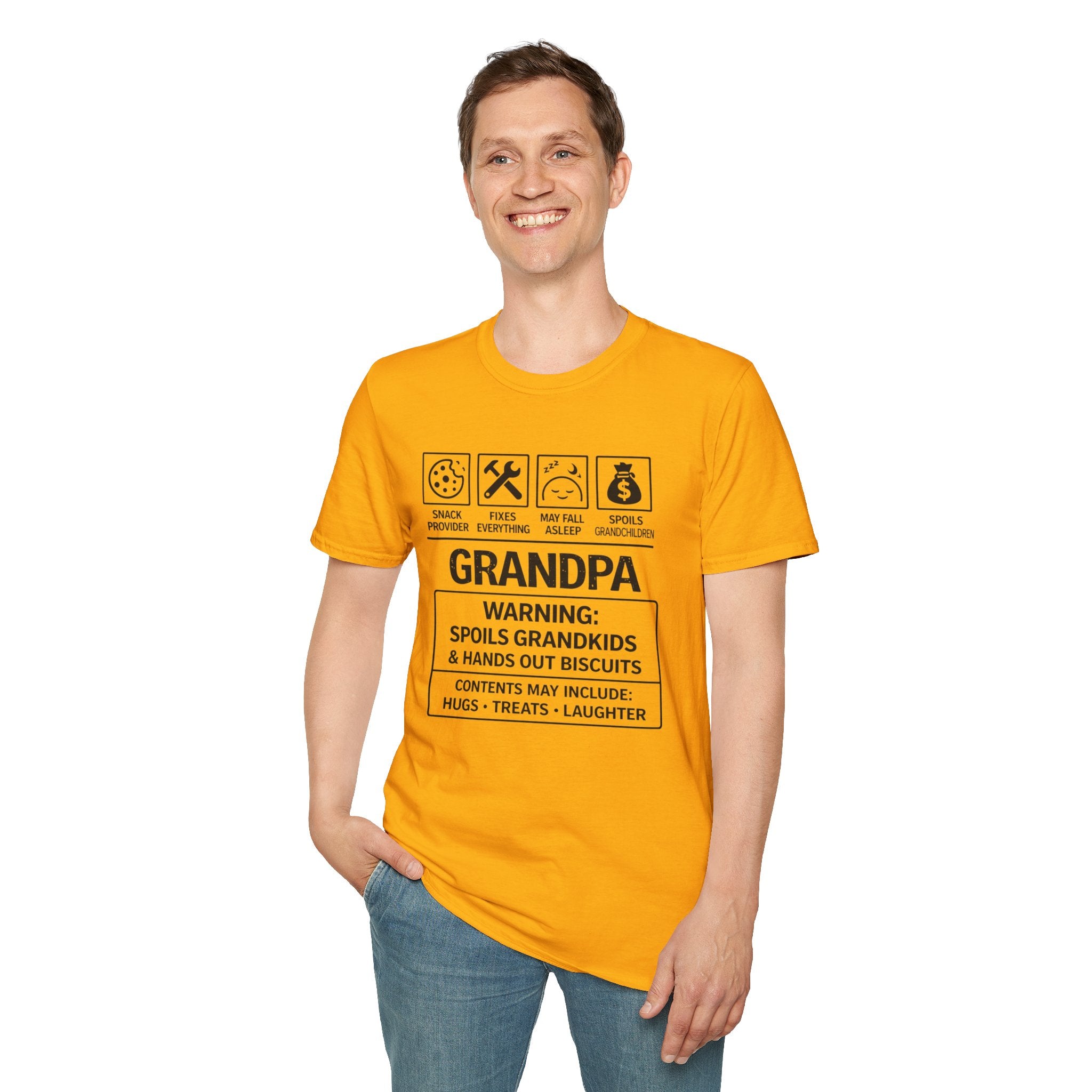 Grandpa Warning T-Shirt — "Spoils Grandkids & Hands Out Biscuits" Funny Grandpa Gift
