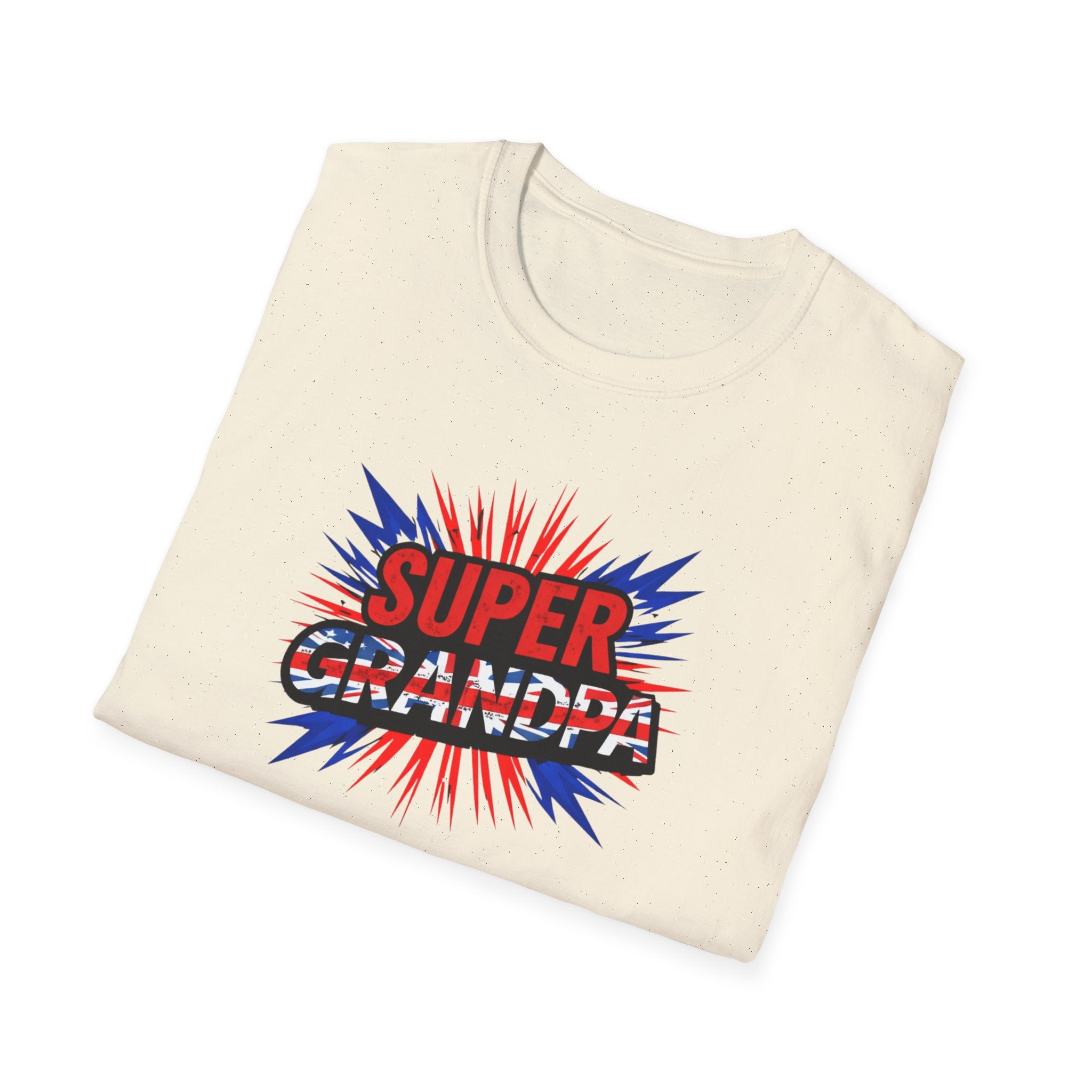 Super Grandpa T-Shirt Union Jack/England themed – Retro Comic Style Father’s Day Gift for Grandfathers