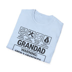 Grandad Warning T-Shirt — 'Warning: Spoils Grandkids & Hands Out Biscuits' Funny Grandpa Shirt
