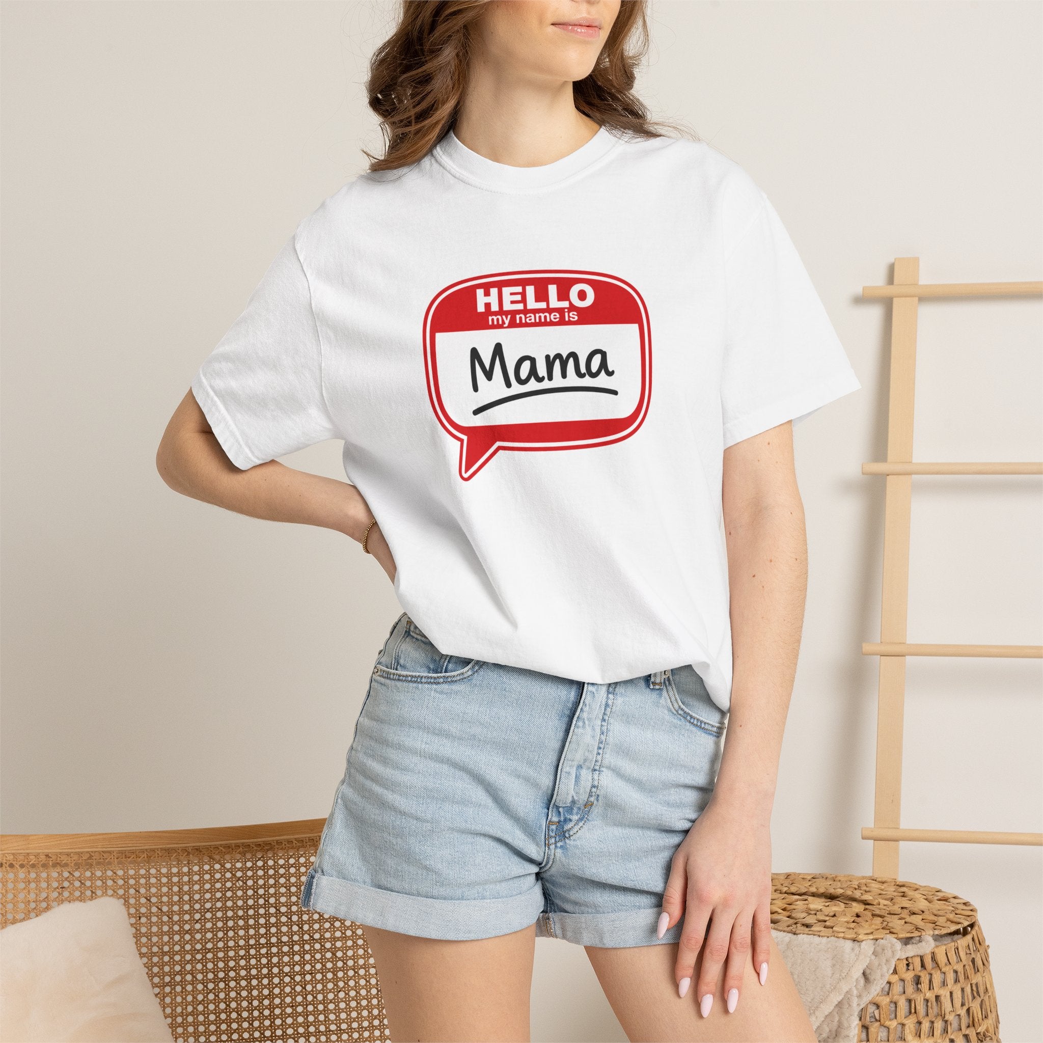 Mama Name Tag T-Shirt — "Hello My Name Is Mama" Graphic Tee