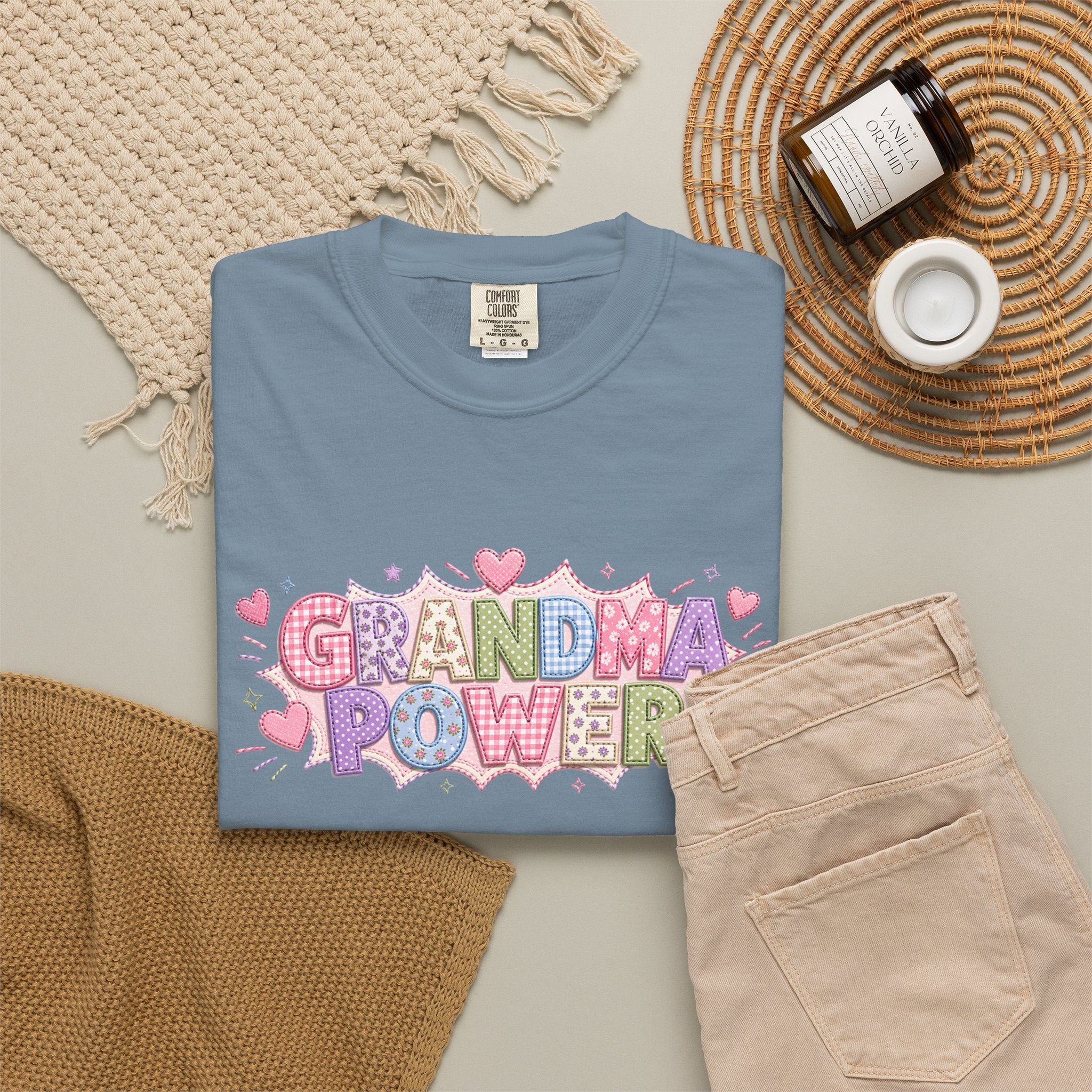 Grandma Power T-Shirt — Cute Heart Graphic Tee for Grandmothers