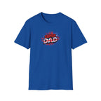 Super Dad T-Shirt – Union Jack Flag pattern Retro Comic Father’s Day Tee