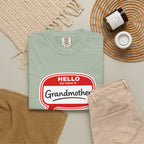 Hello My Name Is Grandmother T-Shirt - Retro Name Badge Tee for Moms & Grandmas