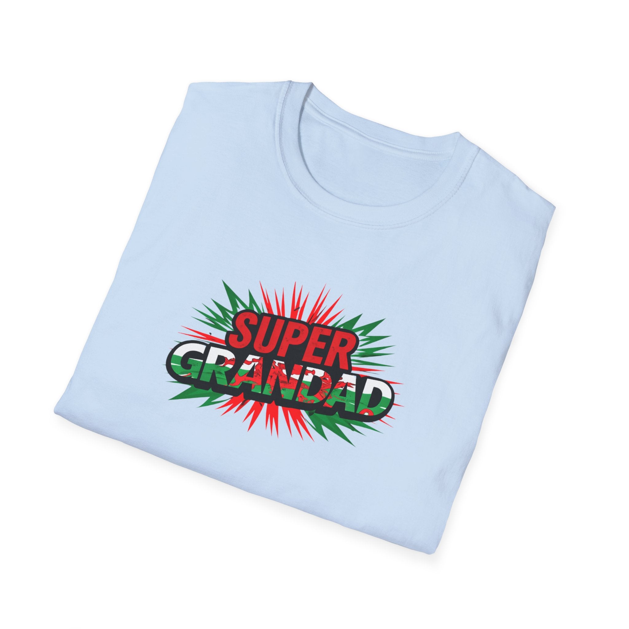 Super Grandad Welsh Flag/Wales themed T-Shirt — Retro Comic Style Father's Day Gift