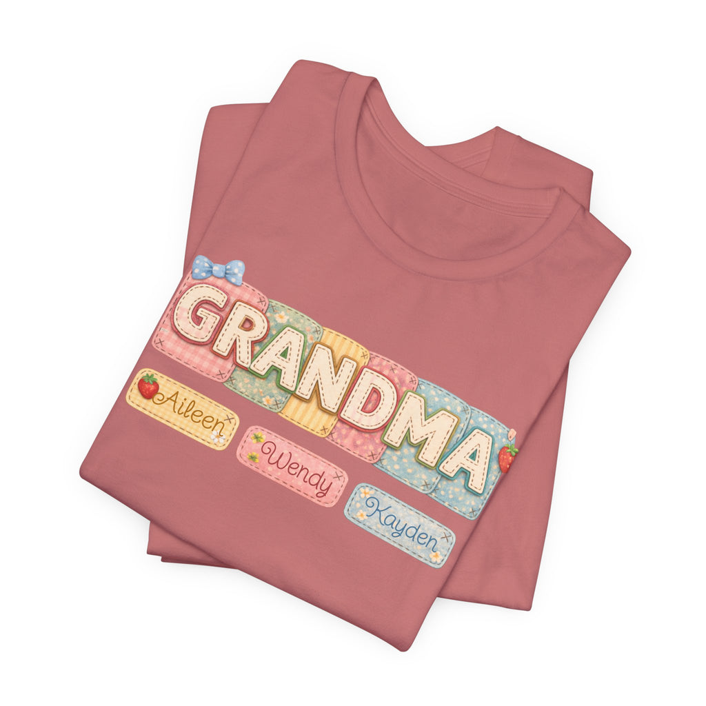 Grandma Floral Retro Tee — "Grandma" Names Design (Aileen • Wendy • Peyton)