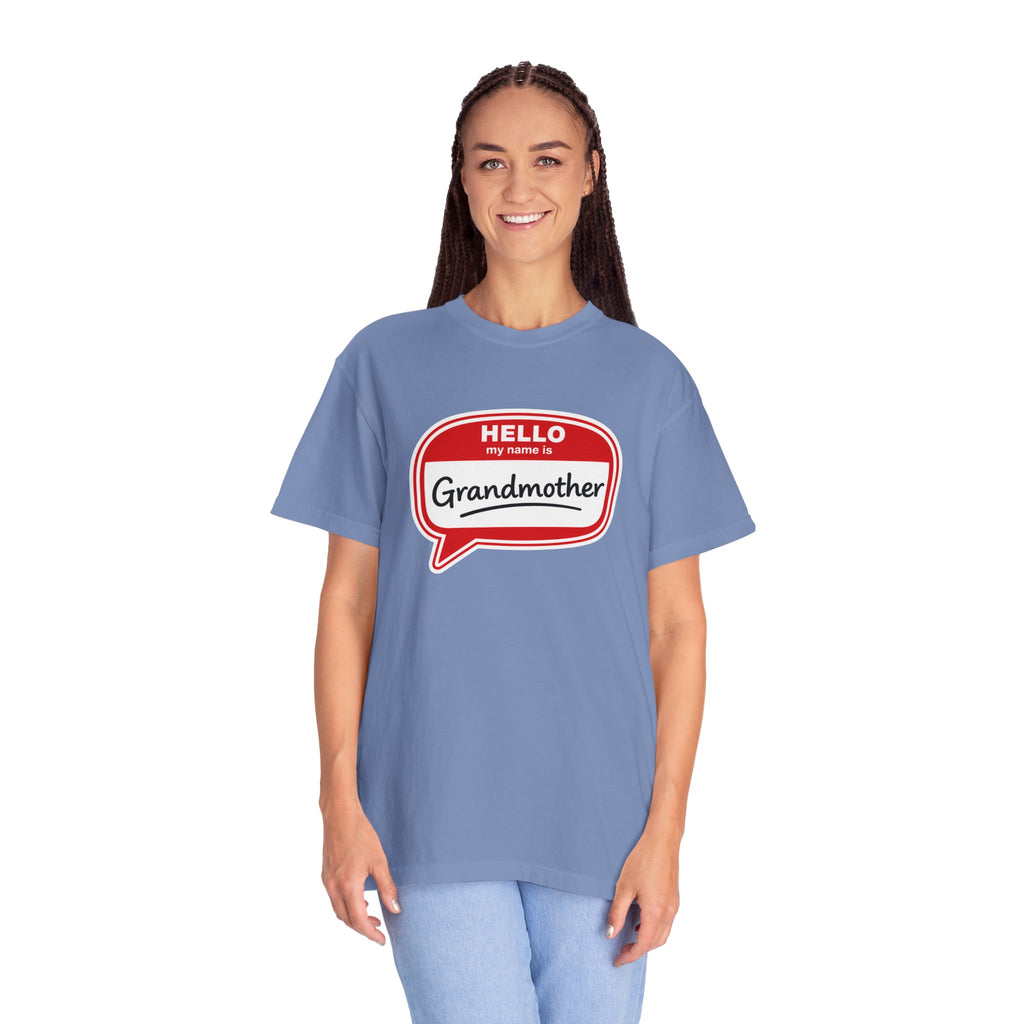 Hello My Name Is Grandmother T-Shirt - Retro Name Badge Tee for Moms & Grandmas