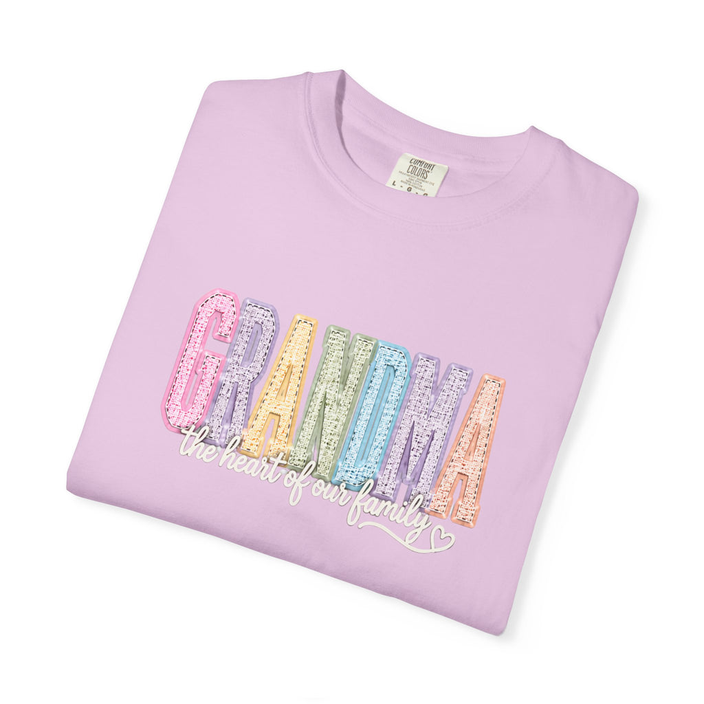 Grandma Floral Graphic T-Shirt — "Grandma, the heart of our family" Gift Tee