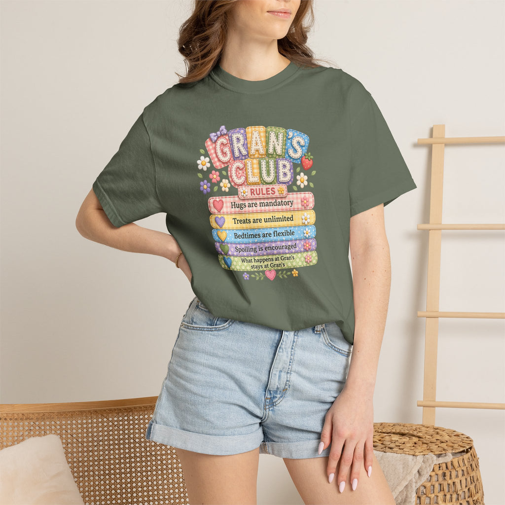 Grans Club Rules T-Shirt — Cute Floral Grandma Shirt, Funny Grandmother Gift for Mother's Day