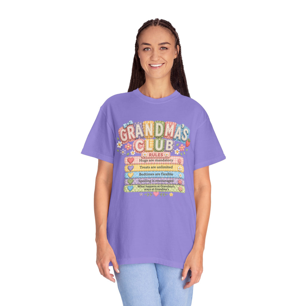 Grandma's Club T-Shirt — Cute Floral 'Grandma's Club' Rules Tee