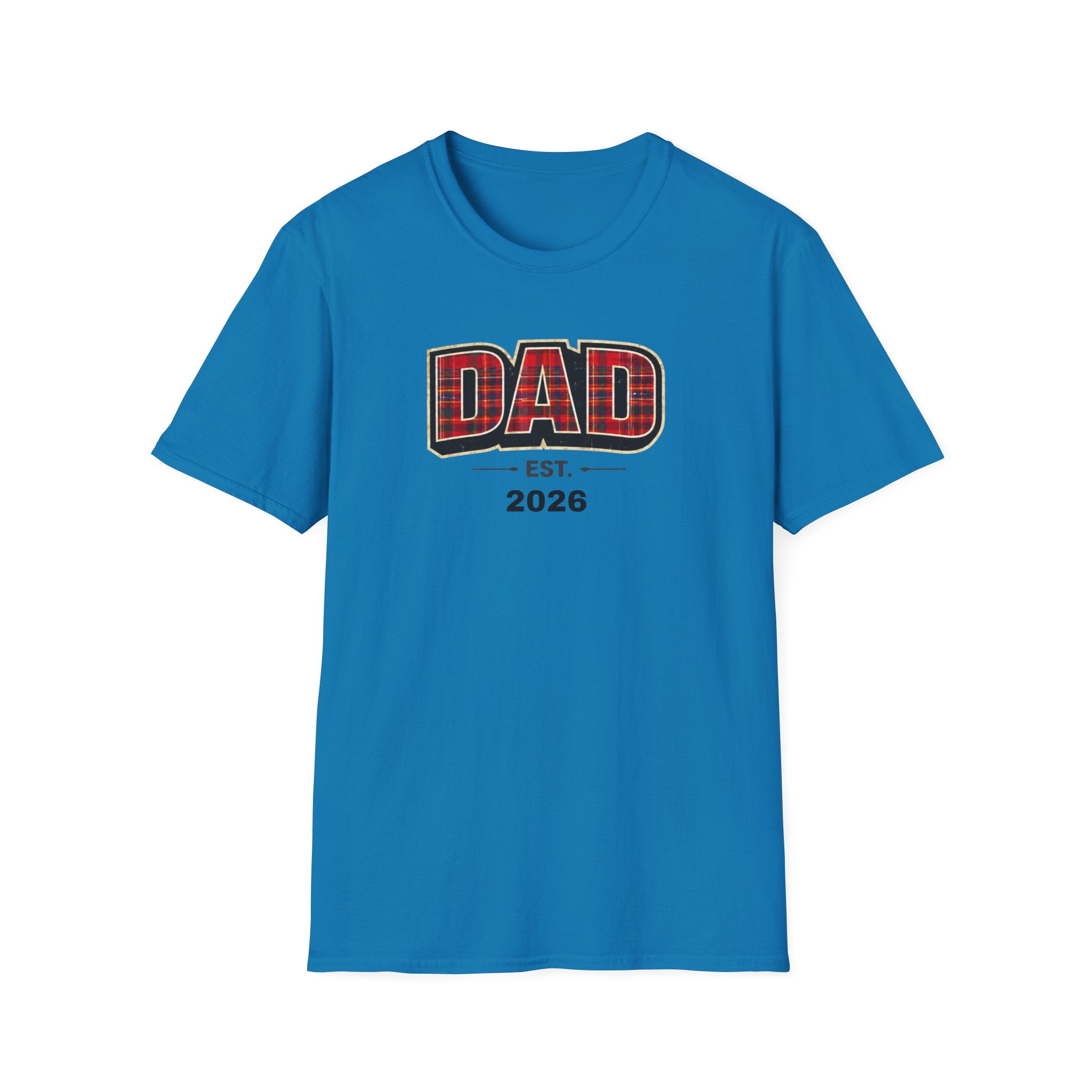 Dad Plaid Design T-Shirt — DAD Est. 2026 New Dad Gift