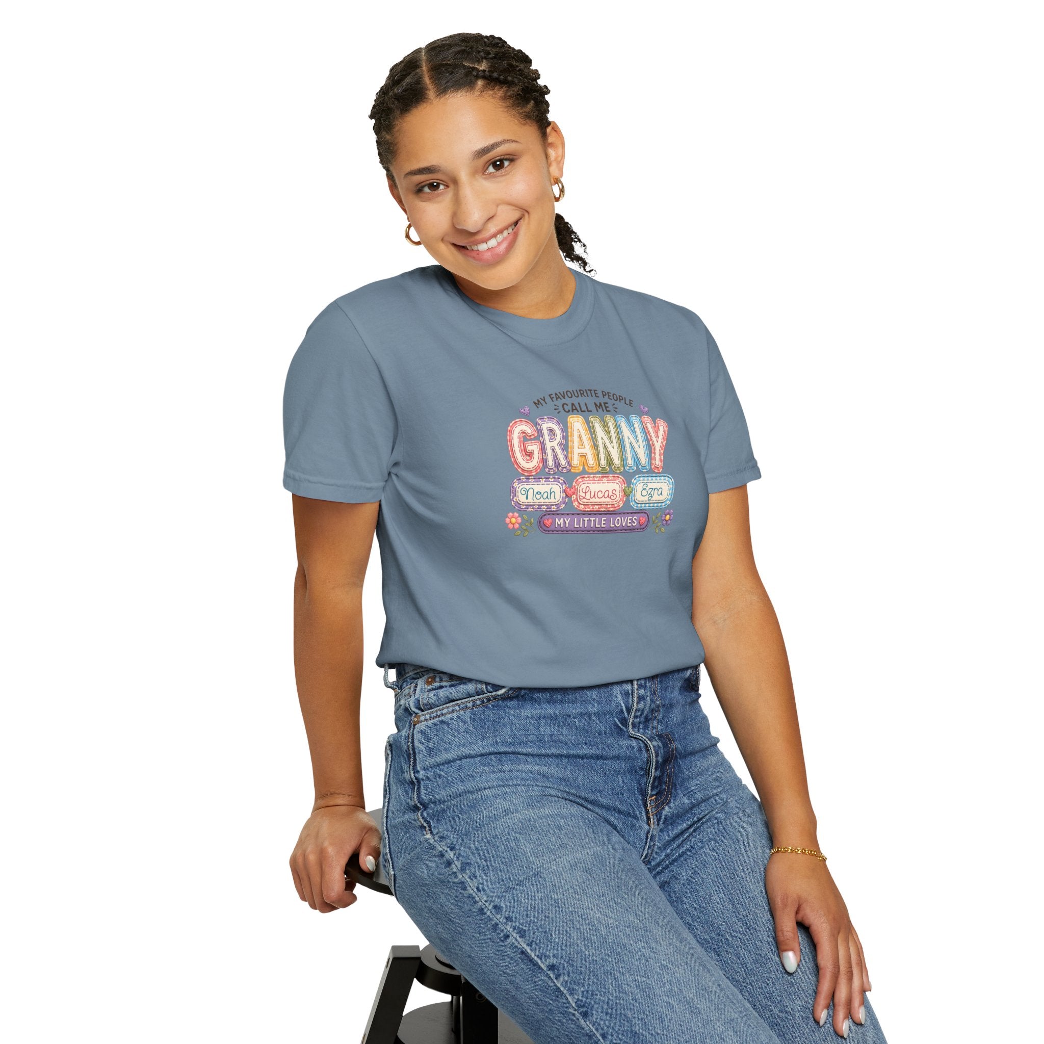 Granny Floral Retro Tee — "My Favourite People Call Me Granny"