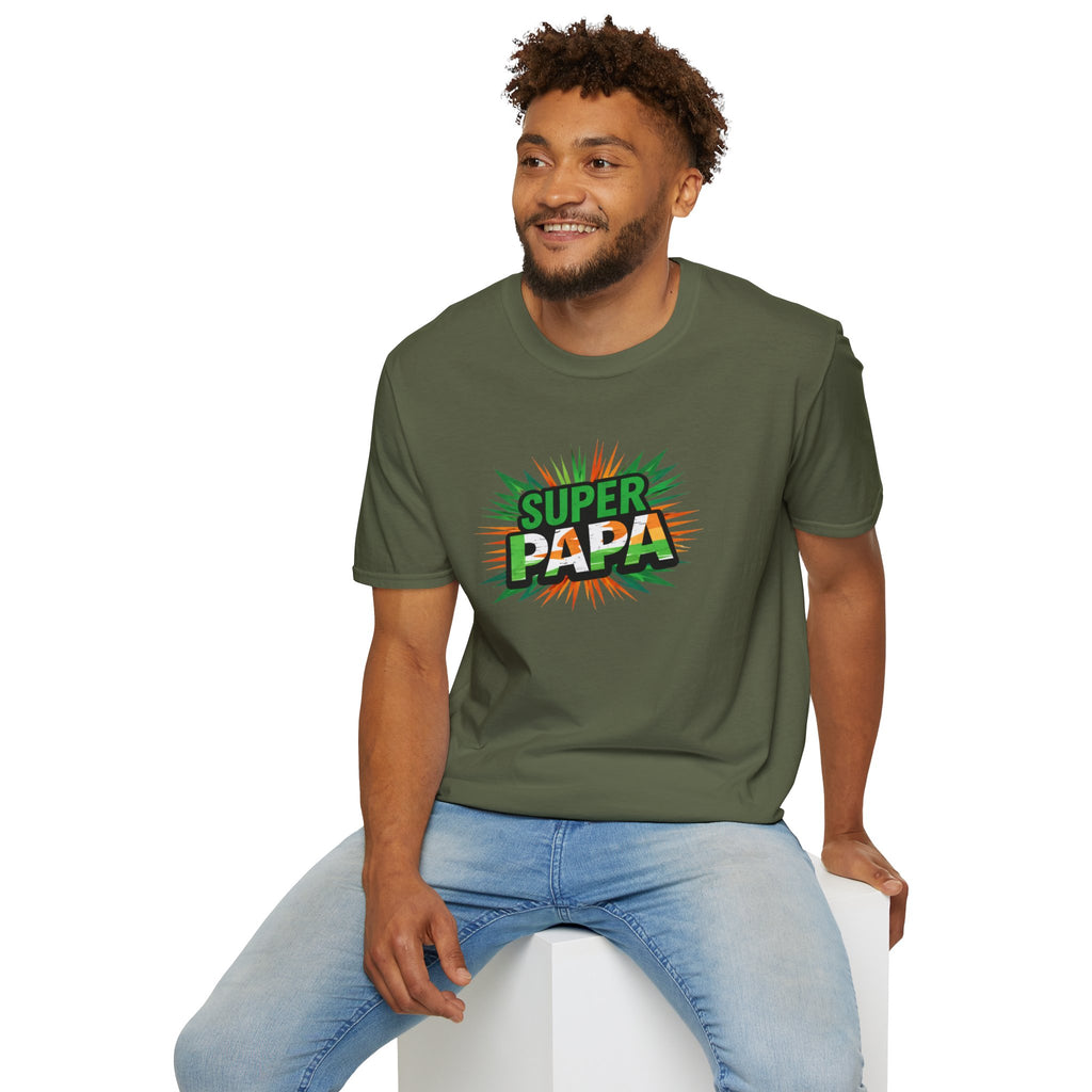 Super Papa Ireland Flag/Irish themed T-Shirt – Comic-Style Father’s Day Tee