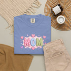 Mom Hearts T‑Shirt — Cute Pastel "MOM" Graphic Tee for Mother's Day & Everyday
