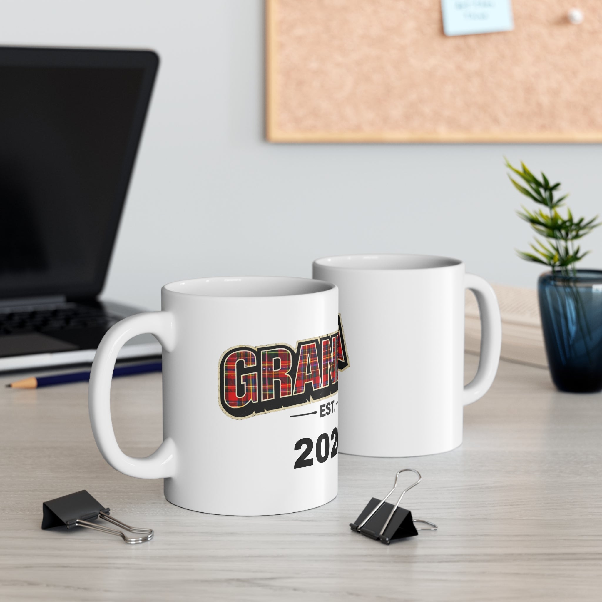 Grandpa Est. 2026 Plaid Coffee Mug — New Grandpa Gift