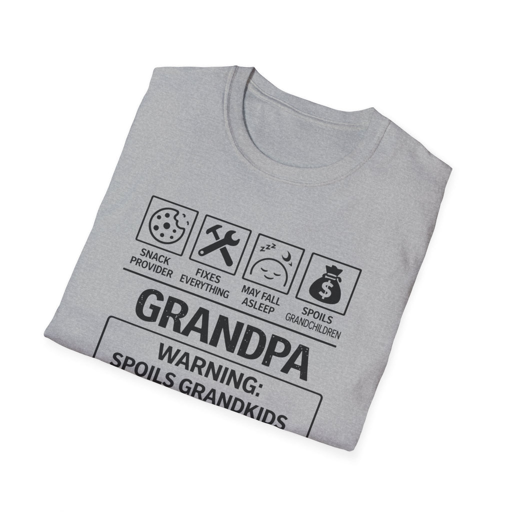 Grandpa Warning T-Shirt — "Spoils Grandkids & Hands Out Biscuits" Funny Grandpa Gift