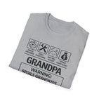 Grandpa Warning T-Shirt — "Spoils Grandkids & Hands Out Biscuits" Funny Grandpa Gift
