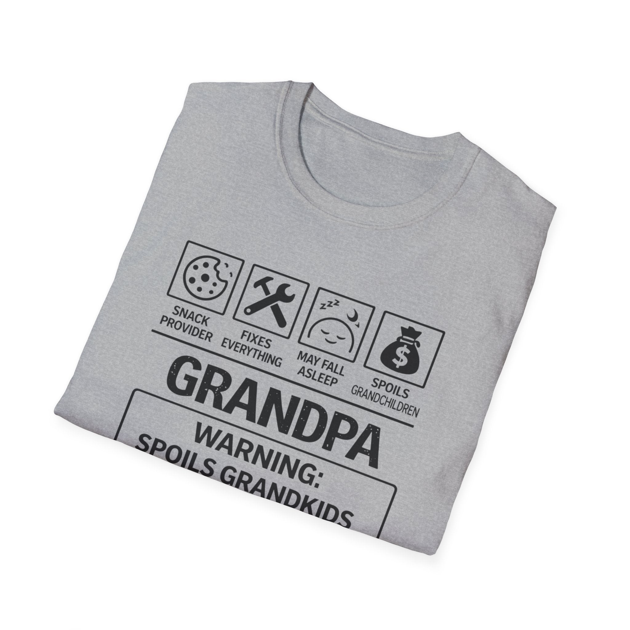 Grandpa Warning T-Shirt — "Spoils Grandkids & Hands Out Biscuits" Funny Grandpa Gift